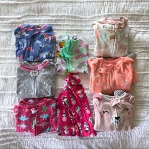 Carters 8 pc Toddler Girl Pajama Bundle footed 18m